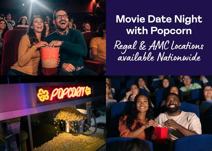 Movie Date Night for two with popcorn