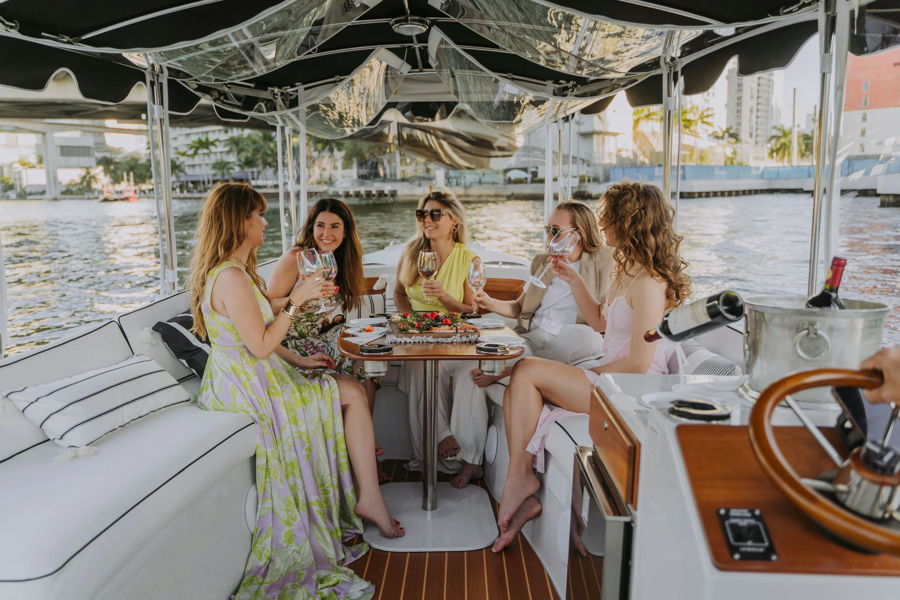 Private E-Boat Cruise with Wine, Charcuterie & Manatee Spotting in Miami